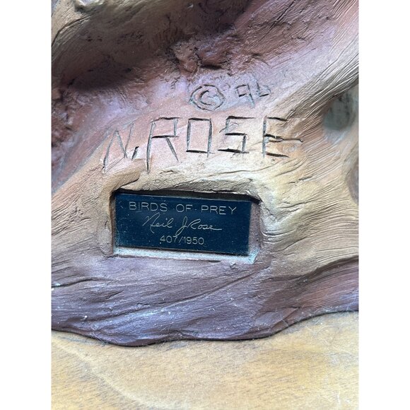 Neil J. Rose 1996 Limited Edition Sculpture "Birds Of Prey" Three Bald Eagles - Picture 7 of 12